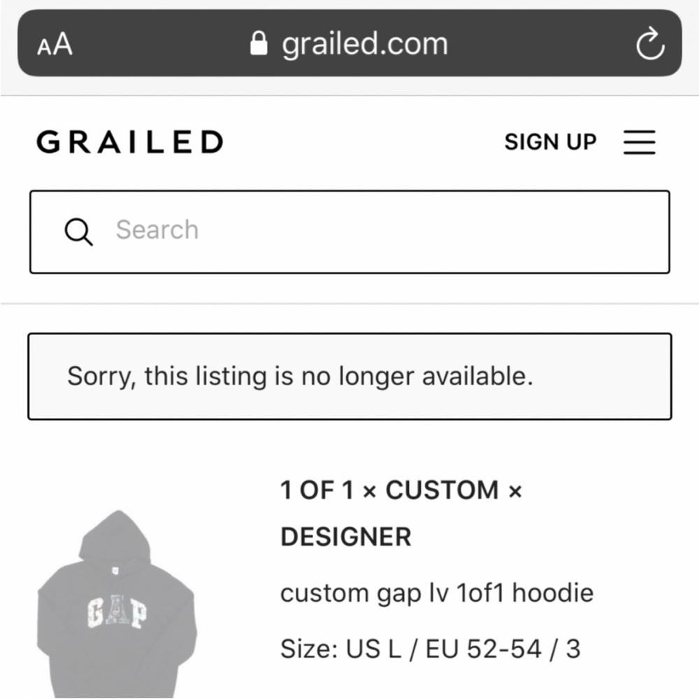 GAP LV Custom Black Men's Hoodie - Picture 5 of 5